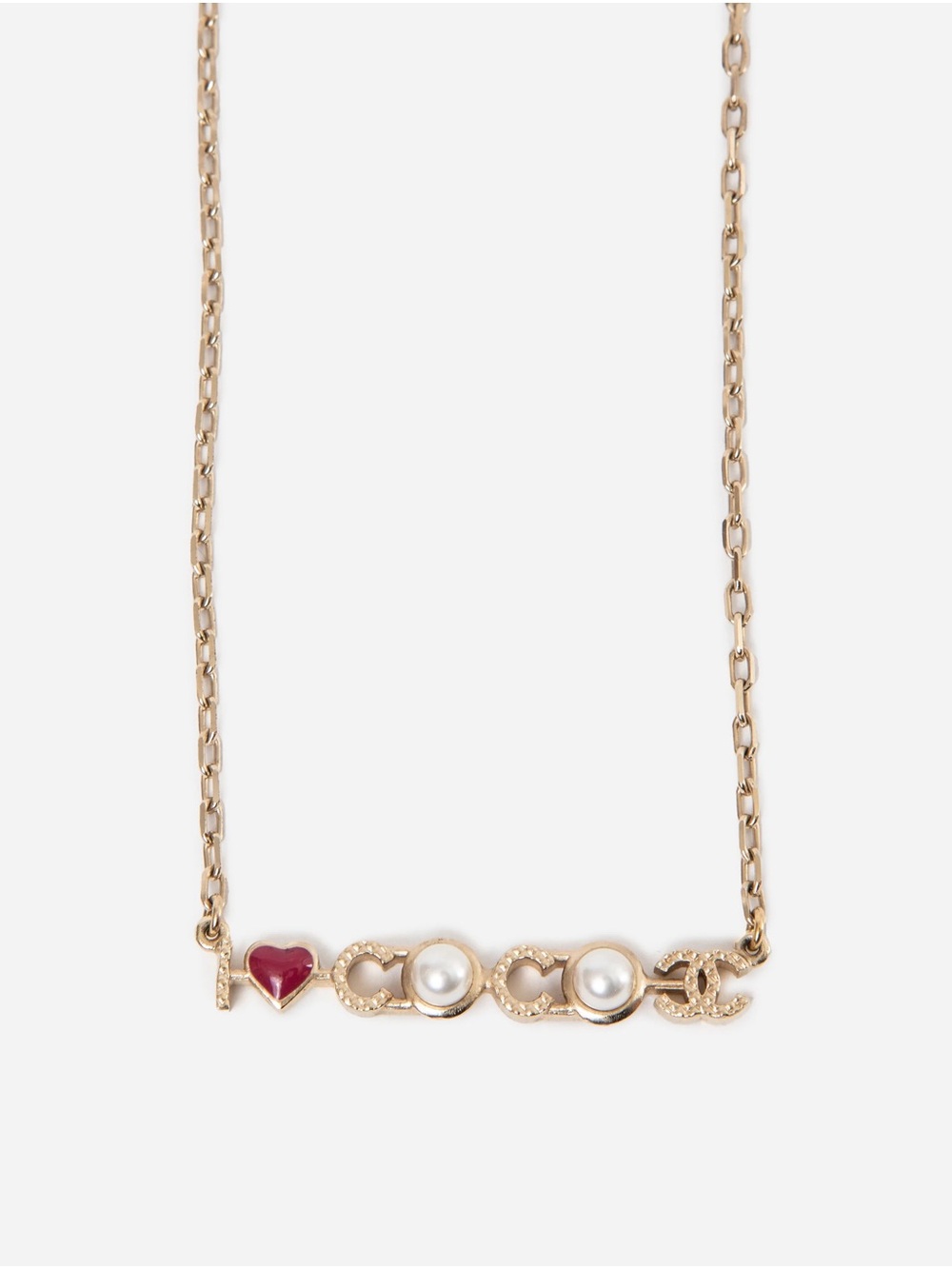 Pre-Owned Chanel “I Love COCO” Pearl & Enamel Necklace